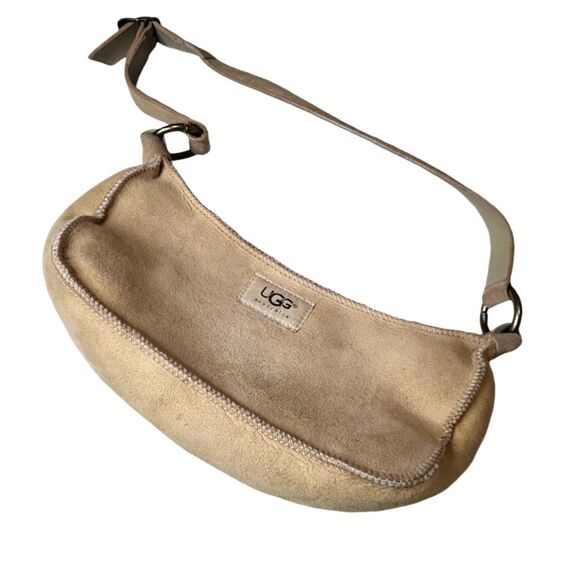 EUC UGG AUSTRALIA LIGHT GRAY SUEDE SHEEPSKIN LEATHER Shearling Sherpa HANDBAG - Picture 1 of 9